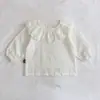 Camisa de Muñeca Jacquard Lacado Hoja de Loto Camisa Estilo Vaquero para Niñas Bebé Estilo Princesa Manga Larga Top Estilo Primavera y Otoño