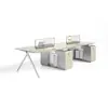 Conjunto de mesa e armário estilo minimalista para escritório de equipe para quatro ou seis pessoas com divisórias de tela e combinação de mesa e cadeira para computador