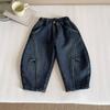 Nausicaä do Vale 2025 Inverno Novas Calças Infantis Estilo Coreano Jeans com Forro de Lã Calças de Cimitarra Largas Espessas Tendência para Meninos