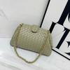Bolso de Hombro Tejido en Cadena Estilo Nuevo Transfronterizo, Bolso de Hombro de Piel de Vaca, Bolso de Mano para Debajo del Brazo, Bolso de Pinza, Bolso de Mujer, Bolso de Moda, Lujo Ligero