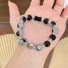 Pulsera Bagua de pintura a tinta Tai Chi más vendida para mujer, nuevo estilo chino, pulsera de cuentas negras con pintura a tinta para parejas