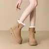 Botas de neve de pelúcia estilo Nordeste em couro macio para mulheres, nova coleção de inverno 2026, com acolchoamento extra espesso, forradas com fleece, com aumento de altura e quentes, estilo Martin