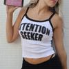 Contraste de Color Transfronterizo Primavera y Verano Sexy Picante Estampado de Letras con Lunares Combinable Forrado Calle Trendy Chaleco Pequeño para Mujer
