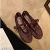 Estilo Feérico~ Sandálias Mary Jane Femininas Versáteis com Strass Vazado e Rede de Pesca de Alça Única Novo Modelo Primavera/Verão 2026
