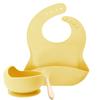 Vajilla infantil de silicona para comer bebés, babero de silicona, juego de tazón y cuchara complementarios, juego de vajilla complementaria de tres piezas para bebés
