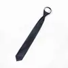 Corbata de Cremallera Perezosa Estilo K Británico para Hombre 5CM Moda Casual Color Sólido Formal Negro Boda Corbata de Mano
