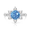 Transmisión en vivo venta caliente: Anillo de girasol con diamantes de alto carbono y gemas de colores con corte de fuegos artificiales, moderno y versátil, bañado en oro real, disponible para dropshipping