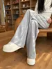 Pantalones Rectos Holgados Grises Anchen de Cintura Alta Adelgazantes 2026 Otoño Nuevos para Mujer Verano Ropa de Trabajo para Ir al Trabajo Pantalones Deportivos Caídos