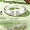 Pulsera de Plata de Ley Flor de Peonía Guoxiang Plata Fina 9999 Pulsera de Plata Maciza Regalo del Día de la Madre para Mamá Personas Mayores