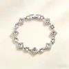 A Pulseira Quadrada de Diamante de Alta Qualidade de Gvc Ji é Simples e Luxuosa, Cheia de Diamantes, Pulseira de Cristal Azul Romboidal, um Presente para Sua Namorada