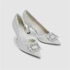 Saltos altos estilo Chanel 2022 novo strass elegante feminino salto fino sapatos de casamento franceses bico fino boca rasa camada única feminino ur