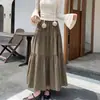 Falda tipo umbrella casual de estilo coreano para principios de otoño, que cubre la cadera, adelgazante, para mujer, falda larga, falda de capas abullonada, negra