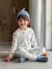 Pijama infantil Anmeiya, Ropa hipoalergénica de algodón 100% Clase A, Ropa de casa infantil, Conjunto de dos piezas de otoño (top y pantalón) para niños y niñas
