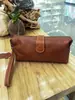 Bolsa de Mão Única em Couro de Flor Integral Vegetal, Clutch Portátil, Bolsa de Celular em Couro Genuíno Marrom, Tendência Transfronteiriça