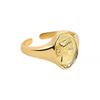 Anillo Irregular de Estilo Barroco de Corte Vintage Cabeza de Belleza Dorada Reina Isabel Latón Chapado en Oro