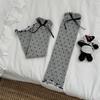 IOULOR Calcetines Nuevos Vintage de Onda y Lunares Japoneses Y2K con Lazo para Apilar Par Calcetines Pin Mujeres Adelgazantes Cubrepiernas