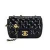 2026 Nuevo Modelo Cf1116 Bolso Acolchado de Cadena Piel Suave para Mujer, Forma Cuadrada, Estilo Chanel, con Bola Dorada, Bolso Pequeño Cuadrado de Hombro Cruzado