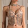 Verão Novo Exagerado Rede de Pesca Strass Corrente de Corpo Personalizada Combina com Tudo Boate Sexy Franja Sutiã Corrente de Corpo