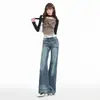 2026 Estilo Caliente Retro Chica Picante Americana Pantalones de Pierna Ancha Micro Acampanados Otoño Nuevos Jeans para Mujer Soporta Dropshipping