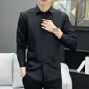 Camisas de Manga Larga para Hombre Primavera Tendencia Negocios Profesional Ropa de Trabajo Moda Urbana Sin Planchar Ajustadas para Usar como Exterior Tendencia