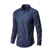 Camisa de Nuevo Estilo para Verano para Hombre Camisa de Color Sólido Estilo Europeo y Americano Simple Tendencia Ajustada Camisa de Manga Larga para Hombre Top