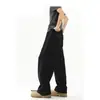 Pantalones grises de estilo americano con dobladillo curvo para hombre, diseño tie-dye de verano, pierna ancha recta hasta el suelo, pants deportivos, estilo japonés