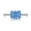 Anillo de Flor de Hielo de Piedra Preciosa Colorida de Venta Caliente en Tiktok, Pequeño Cubo de Azúcar con Anillo de Diamante de Alto Carbono Brillante Incrustado para Mujeres, Envío Directo