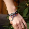 Venta Directa de Fábrica de Pulseras de Cuero con Cuentas Estilo Punk, Populares en Aliexpress, Joyería Hecha a Mano, Venta al por Mayor de Accesorios de Mano Estilo Vintage