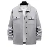 Comércio Exterior Transfronteiriço Americano Roupas de Trabalho Pesado Retro para o Dia a Dia Jaqueta de Lapela de Botão Único Camisa Casual de Manga Longa Forrada com Lã para Homens
