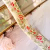 Estilo étnico encaje de tela adornos accesorios fondo camel flores bordadas tela para ropa de algodón adornos para manualidades materiales decorativos