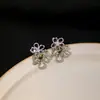 Pendientes de Flor de Cristal Ojo de Gato Incrustados con Diamantes Púrpuras Estilo Ins Corea del Sur Pendientes con Sentido de Diseño Retro Dulce de Hada