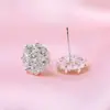 Brincos de Prata Esterlina S925, Brincos Versáteis, Brincos Femininos Estilo Coreano com Micro Zircônias Cravejadas, Brincos de Flor de Prata de Alta Qualidade
