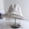 Sombrero Cubo de Lona Rayado Artístico Retro Japonés para Mujer, Moda Primavera y Verano Sombrero de Sol de Ala Ancha para Cubrir el Rostro
