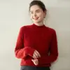 Nuevo Suéter de Cachemir Grueso de Punto Trenzado de Color Sólido con Cuello Semi-Alto para Mujer, Otoño/Invierno 2026, Holgado y Suave Capa Interior