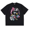 Camisetas Masculinas Oversized Algodão Preto Lavado Harajuku Y2K St