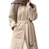 Gabardina chic coreana estilo clásico francés, cálida, con cinturón, prenda de abrigo acolchada de algodón