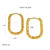 Brincos Argola Retangulares Texturizados Femininos Ouro 18K PVD Aço Titânio Martelé Oval em Formato U Clipe de Orelha Venda por Atacado de Fábrica