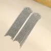 Brincos de aço inoxidável com franjas longas, moda transfronteiriça, exagerados para mulheres, nicho sênior, joia de ouvido em aço titânio, não desbota, atacado