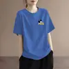 Camiseta de Manga Corta de Comercio Exterior para Mujer 2026 Nuevo Verano Manga Media Holgada Cuello Redondo Estampada Casual Estilo Coreano Top