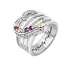 Anillo de amor con piedra de nacimiento de 12 colores transfronterizo, inscription diy, Día de la Madre, regalo para mamá, suministro de fabricantes de anillos