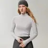 Suéter Kang Sai Ni de Hilo 100% Cachemira Pura para Mujer, Cuello Medio Alto, Otoño/Invierno, Rayado, Corte Ajustado, Favorecedor, Suéter Base de Punto