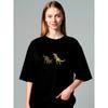 Camiseta de Manga Curta 100% Algodão com Estampa de Dinossauro Elegante e Bonita Verão Estilo Europeu e Americano Roupa de Trabalho Top Emagrecedor para Mulheres