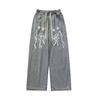 Jeans Retro Estilo Ins de Calle Americana para Hombres y Mujeres, Nueva Marca de Moda Casual Estilo Calle Pierna Ancha Rectos Largos, Transfronterizo