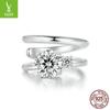 Charme de prata personalidade duplo 50 moissanite clipe de orelha sem orifício de orelha moda avançado sentido s925 grampo de orelha de prata esterlina