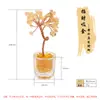 Árbol de dinero mini de cristal natural con base de vidrio, con tres ramas, hecho con fragmentos de cristal natural, adecuado para decoración del hogar o la oficina
