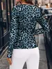 Comercio Exterior Transfronterizo Europeo y Americano Primavera y Otoño Nueva Ropa para Mujer Estampado de Leopardo Botón Sexy Delgado Moda Elegante Camiseta de Manga Larga