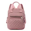 2025 Mochila Nueva Mochila de Nailon Bandolera Europea y Americana Bolso de Mujer Hilo de Bordado Acolchado Mochila Escolar para Estudiante Mujer Bolso Cuadrado Pequeño