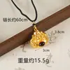 Loja de Ouro Pingente de Buda Maitreya Mesmo Estilo para Mulheres, Ouro de Areia Vietnamita Incrustado com Cabeça de Buda de Ágata Imitação Colar, Joia Versátil e Duradoura