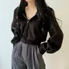 Ropa de alta gama para mujer de Dongdaemun, Corea, simple y elegante, diseño con capucha y cordón, chaqueta corta tipo sudadera holgada de manga larga