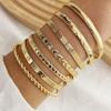 Pulsera de Seis Puntas Abierta Retorcida con Patrón de Flecha y Rombo Transfronteriza Europea y Americana Estilizada Exagerada Juego de 7 Piezas Lote